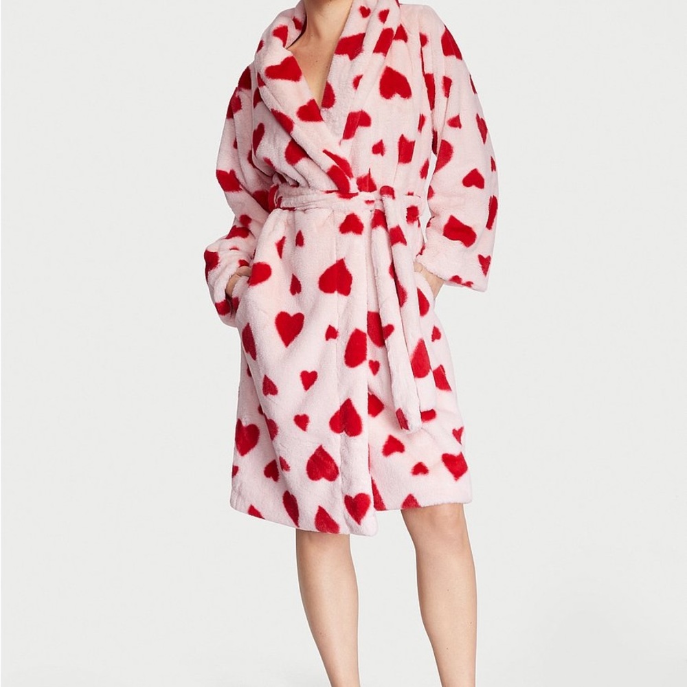 Victoria's Secret Pink and Red Plush Robe